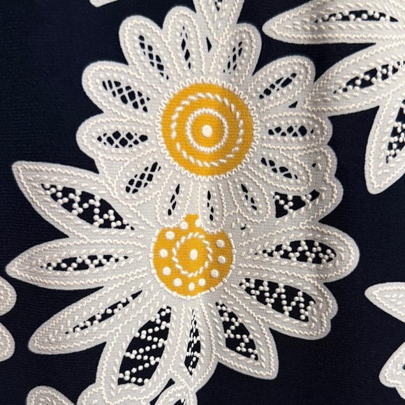 Alfred Dunner Navy and Yellow Floral Long Sleeve Top - Picture 4 of 4